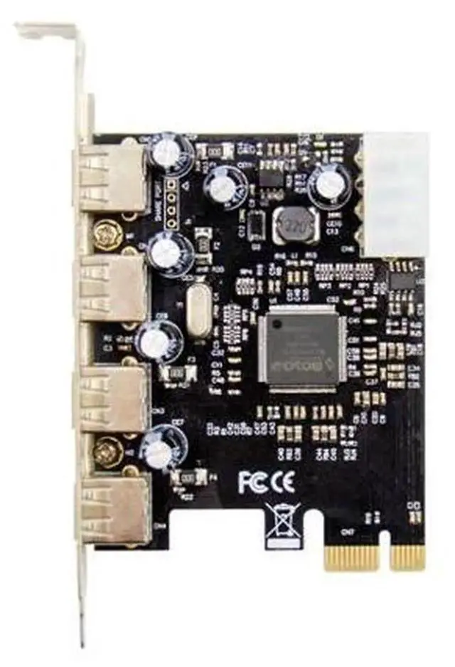 Alt view image 2 of 4 - PCIe X1 to 4 Port USB 3.0 Expansion Card with MSC9990 Chipset, Internal Desktop USB Adapter with 4-Pin Auxiliary Power Supply