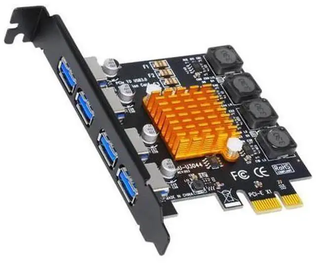 Alt view image 3 of 6 - 4-Port PCIe USB 3.0 Expansion Card with NEC Chipset, Bus-Powered High-Speed USB 3.0 Adapter for Desktop PC, No Extra Power Supply Needed