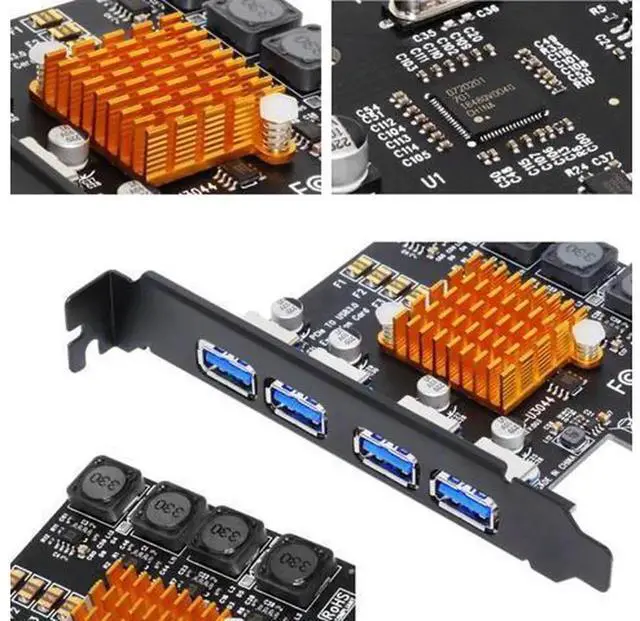 Alt view image 4 of 6 - 4-Port PCIe USB 3.0 Expansion Card with NEC Chipset, Bus-Powered High-Speed USB 3.0 Adapter for Desktop PC, No Extra Power Supply Needed