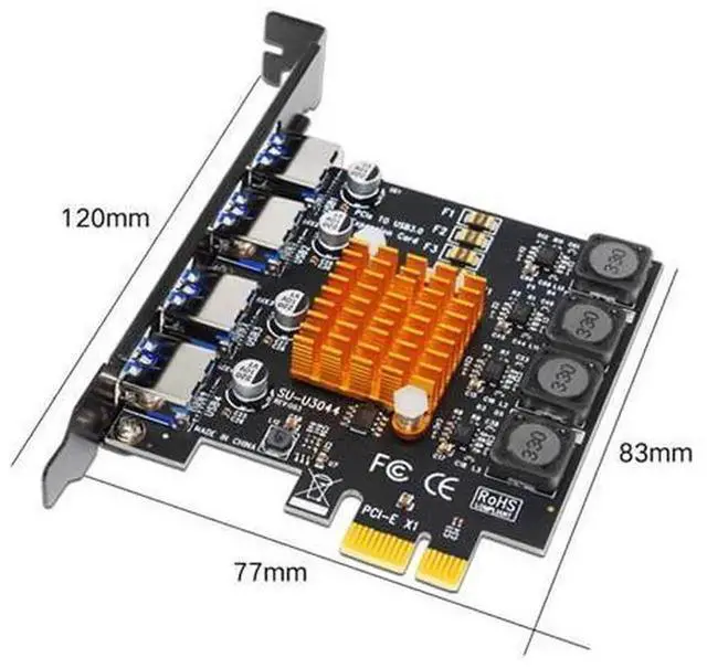 Alt view image 6 of 6 - 4-Port PCIe USB 3.0 Expansion Card with NEC Chipset, Bus-Powered High-Speed USB 3.0 Adapter for Desktop PC, No Extra Power Supply Needed