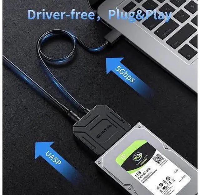 Alt view image 6 of 7 - USB 3.0 to SATA III Hard Drive Adapter Cable with 12V 2A Power Adapter, Supports 2.5/3.5 Inch SATA I/II/III HDD & SSD, UASP Accelerated Transmission