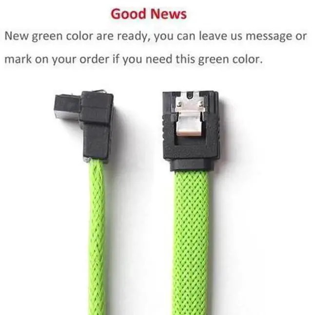Alt view image 4 of 5 - 5 Pack 50CM Nylon Braided SATA 3.0 7Pin Right Angle Data Cables, 6Gbps HDD SSD Cord Green & Red, Universal for Samsung WD Seagate Kingston Crucial All SATA Hard Drive Brands