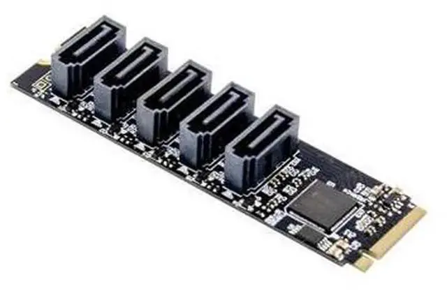 Main image of M.2 Key M to 5-Port SATA 3.0 Expansion Adapter Card with JMB585 Chipset, PCIe X2 NGFF NVME M-Key to SATA III 6Gbps Storage Converter