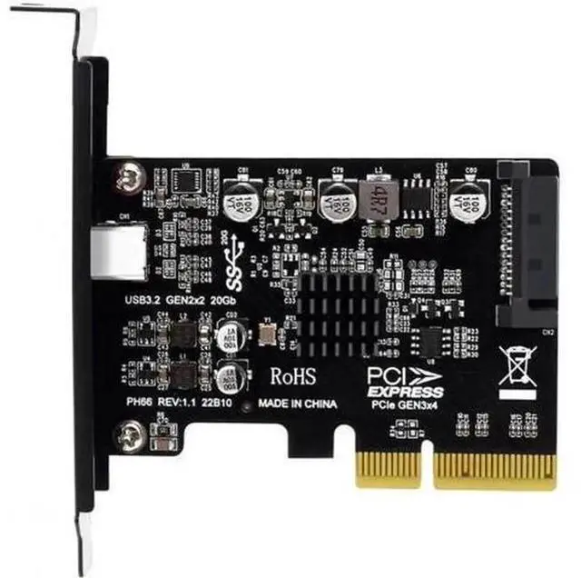 Alt view image 4 of 6 - USB 3.2 Gen2 20Gbps Type-C to PCIe 4X Expansion Card Adapter for Desktop Motherboard