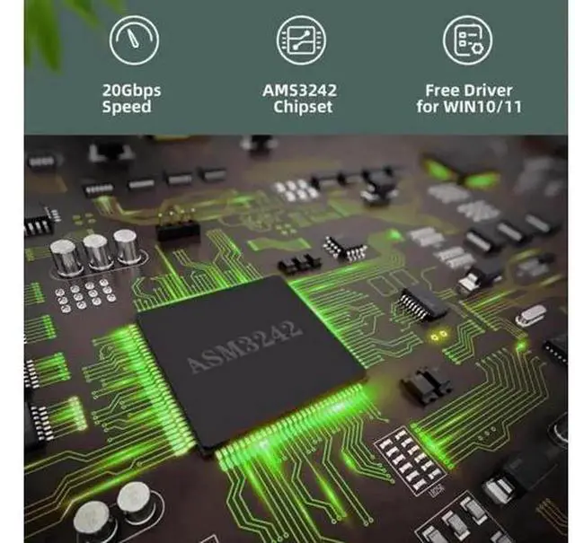 Alt view image 3 of 6 - USB 3.2 Gen2 20Gbps Type-C to PCIe 4X Expansion Card Adapter for Desktop Motherboard