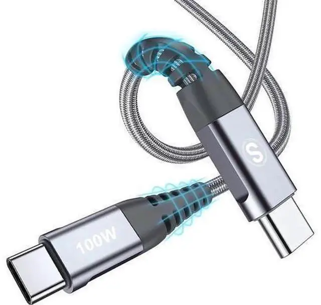 Main image of 2 Pack 10ft 100W USB C to USB C Charging Cable, sweguard 5A Super Fast Charging Nylon Braided Type-C Cord for MacBook Pro, iPad Air 4, iPad Pro, Samsung Galaxy S21 S20 Note 20 Series