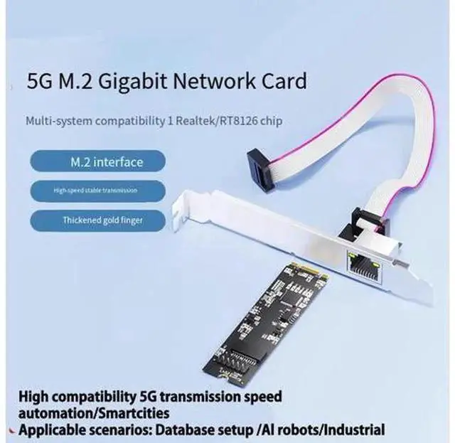 Alt view image 5 of 6 - Industrial M.2 B+M Key to 5G Ethernet Adapter Card, Realtek RTL8126 Chip Gigabit Wired Network Card for Industrial PC, Server & Gaming Desktop