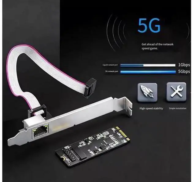 Alt view image 2 of 6 - Industrial M.2 B+M Key to 5G Ethernet Adapter Card, Realtek RTL8126 Chip Gigabit Wired Network Card for Industrial PC, Server & Gaming Desktop