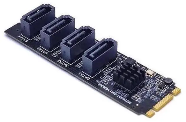 Alt view image 2 of 3 - M.2 Key M NVMe to SATA 3.0 Expansion Adapter Card with ASM1064 Chip, Plug and Play NVMe to SATA Converter for Adding Extra SATA Ports to M.2 Slot Motherboards