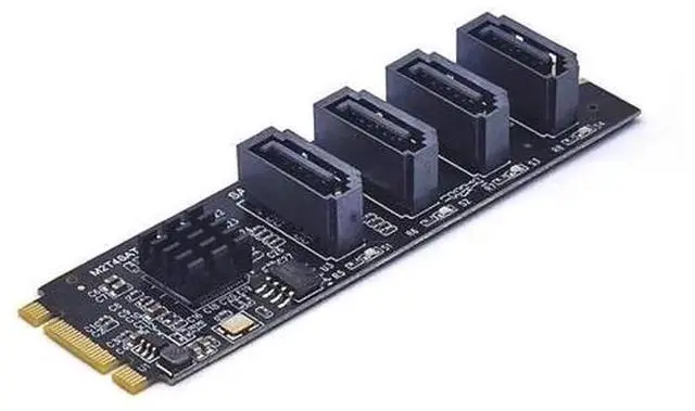 Alt view image 3 of 3 - M.2 Key M NVMe to SATA 3.0 Expansion Adapter Card with ASM1064 Chip, Plug and Play NVMe to SATA Converter for Adding Extra SATA Ports to M.2 Slot Motherboards