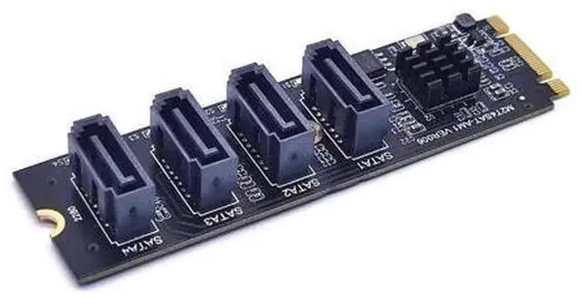 Main image of M.2 Key M NVMe to SATA 3.0 Expansion Adapter Card with ASM1064 Chip, NVMe M.2 to 4-Port SATA III Converter, Plug and Play, Support 2.5/3.5 Inch SSD HDD Optical Drive for Desktop PC Storage Expansion