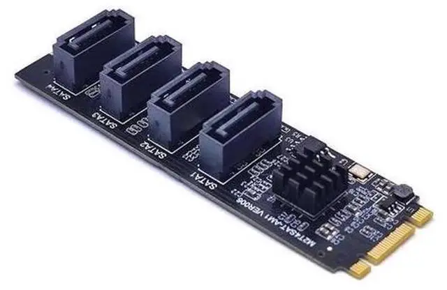 Alt view image 2 of 3 - M.2 Key M NVMe to SATA 3.0 Expansion Adapter Card with ASM1064 Chip, NVMe M.2 to 4-Port SATA III Converter, Plug and Play, Support 2.5/3.5 Inch SSD HDD Optical Drive for Desktop PC Storage Expansion