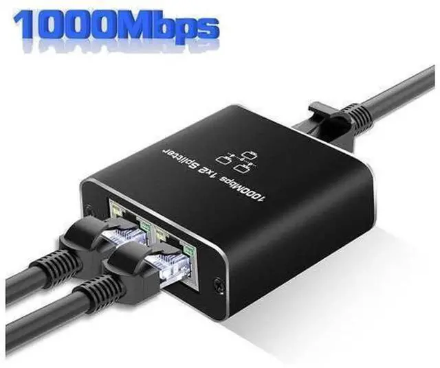 Main image of 1 to 2 Port Gigabit RJ45 Ethernet Splitter with USB Power Cord, 1000Mbps Dual-Device Simultaneous LAN Splitter Adapter, Compatible with Cat5 Cat5e Cat6 Cat7 Cat8 Network Cable for PC Laptop Smart TV C