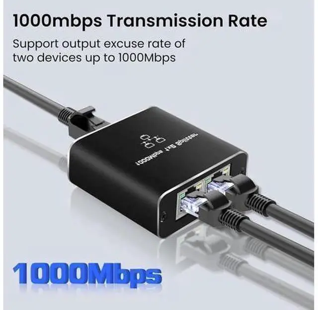 Alt view image 3 of 7 - 1 to 2 Port Gigabit RJ45 Ethernet Splitter with USB Power Cord, 1000Mbps Dual-Device Simultaneous LAN Splitter Adapter, Compatible with Cat5 Cat5e Cat6 Cat7 Cat8 Network Cable for PC Laptop Smart TV C