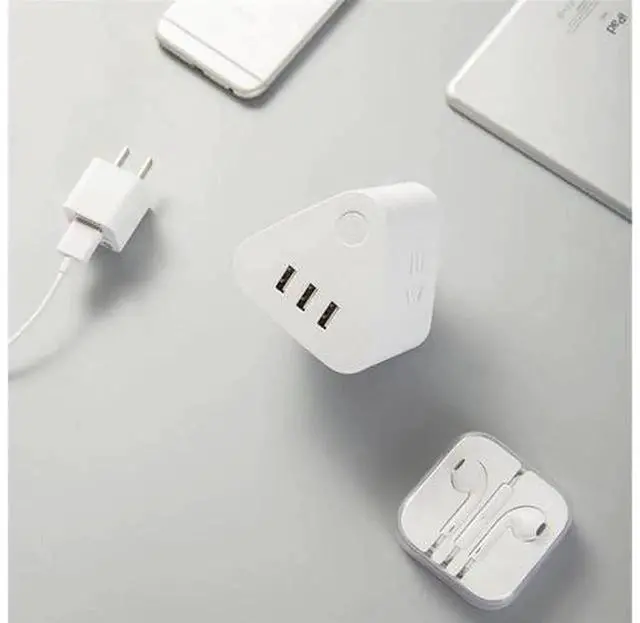 Alt view image 5 of 5 - Model 18322 Intelligent Triangle Cube USB Socket Adapter, Wall Plug Power Converter with Multi AC Outlets & USB Charging Ports, Full Safety Surge Overload Protection, Universal Charging Cube Connector