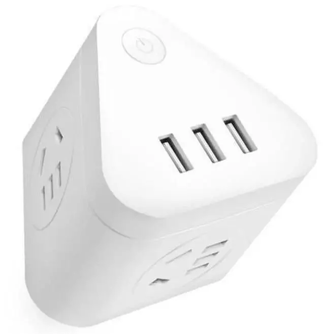 Alt view image 3 of 5 - Model 18322 Intelligent Triangle Cube USB Socket Adapter, Wall Plug Power Converter with Multi AC Outlets & USB Charging Ports, Full Safety Surge Overload Protection, Universal Charging Cube Connector