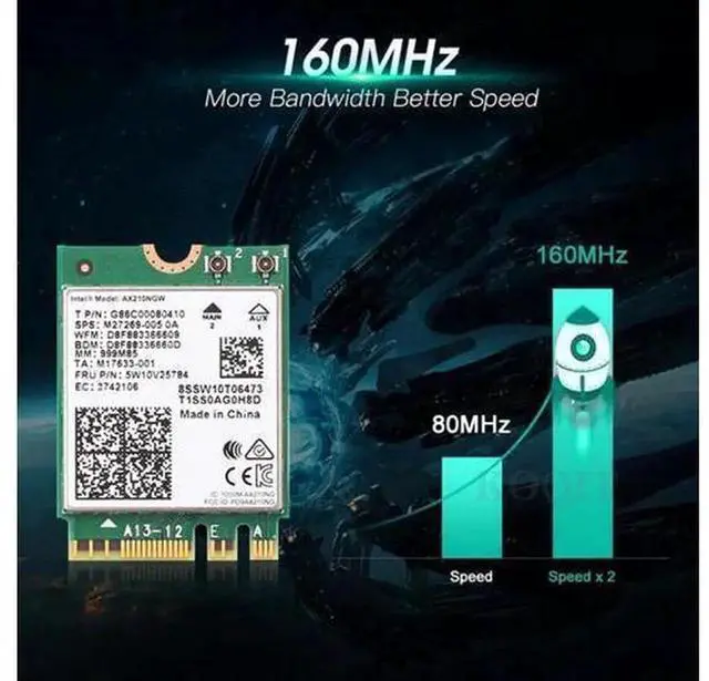 Alt view image 5 of 5 - PCIe WiFi 6E Intel AX210 Desktop Wireless Adapter, 3000Mbps 802.11ax Network Card with Bluetooth 5.2, Tri-Band 2.4G/5G/6G, AX210NGW Module Compatible with Windows 10/11 & Linux for Gaming Streaming On