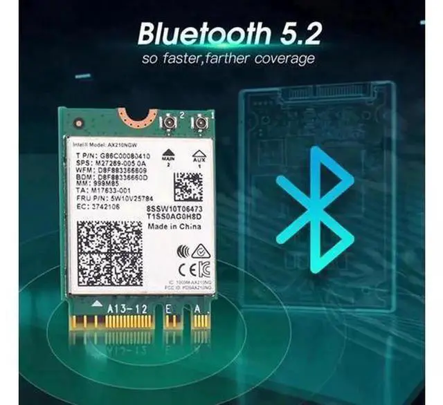 Alt view image 4 of 5 - PCIe WiFi 6E Intel AX210 Desktop Wireless Adapter, 3000Mbps 802.11ax Network Card with Bluetooth 5.2, Tri-Band 2.4G/5G/6G, AX210NGW Module Compatible with Windows 10/11 & Linux for Gaming Streaming On