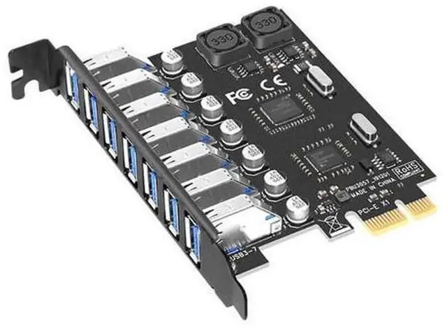 Main image of 7-Port PCIe to USB 3.0 Expansion Card with NEC Chipset for Desktop PC, PCI-E X1 USB3.0 Hub Adapter Card, No Extra External Power Supply Needed, Plug-and-Play USB Port Extender for Peripherals Hard Dri