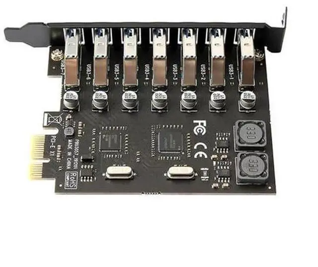 Alt view image 4 of 6 - 7-Port PCIe to USB 3.0 Expansion Card with NEC Chipset for Desktop PC, PCI-E X1 USB3.0 Hub Adapter Card, No Extra External Power Supply Needed, Plug-and-Play USB Port Extender for Peripherals Hard Dri
