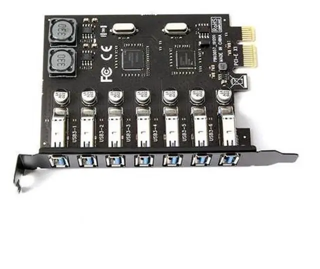 Alt view image 5 of 6 - 7-Port PCIe to USB 3.0 Expansion Card with NEC Chipset for Desktop PC, PCI-E X1 USB3.0 Hub Adapter Card, No Extra External Power Supply Needed, Plug-and-Play USB Port Extender for Peripherals Hard Dri