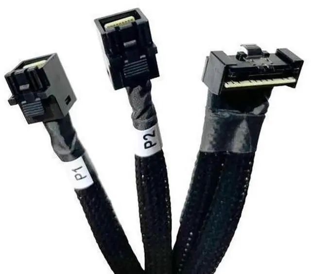 Main image of 80cm SFF-8654 74Pin 8X to Dual SFF-8643 36Pin 4X Breakout Cable, Server RAID Cable Compatible with DELL PERC H750 H755