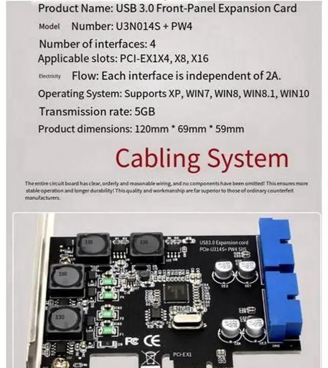 Alt view image 6 of 7 - PCIe USB 3.0 Expansion Card, PCI Express to Front Panel USB 3.0 Adapter with 19/20 Pin Internal Header for Desktop PC