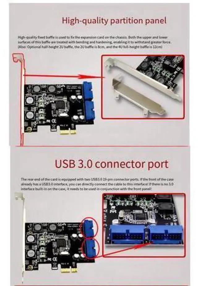 Alt view image 2 of 7 - PCIe USB 3.0 Expansion Card, PCI Express to Front Panel USB 3.0 Adapter with 19/20 Pin Internal Header for Desktop PC
