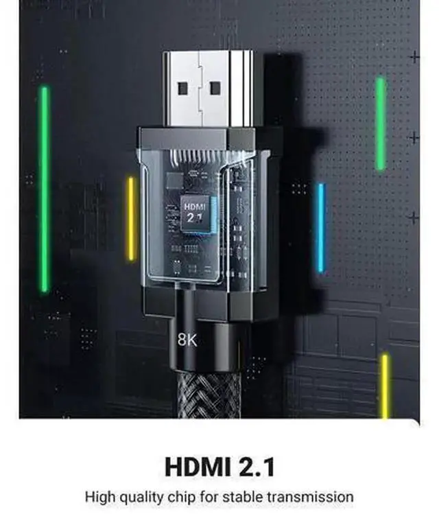 Alt view image 3 of 7 - UGREEN Certified HDMI 2.1 Cable 6.6FT, 48Gbps Ultra High Speed 8K@60Hz 4K@120Hz Nylon Braided HDMI Cord, Dynamic HDR eARC Compatible with PS5, Xbox Series, Switch, Roku, TV Monitor