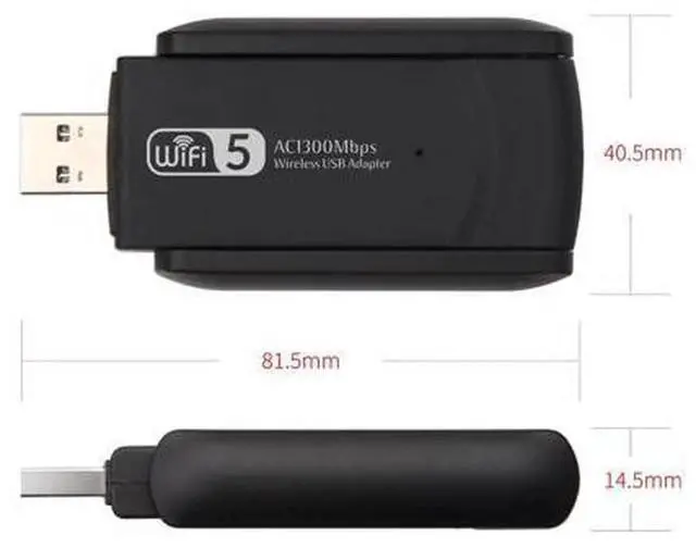 Alt view image 5 of 5 - 1300Mbps Dual Band Gigabit USB WiFi Adapter, 2.4G+5.8G Driver-Free Wireless Network Card, Plug & Play USB WiFi Dongle Compatible with Windows 10/11 for Desktop Laptop All Brand PCs