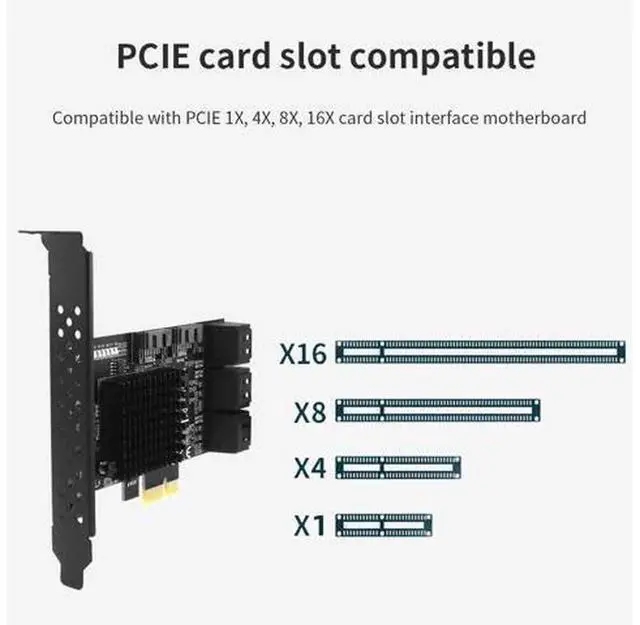 Alt view image 4 of 5 - PCIe SATA Expansion Card PCI-E 1X to 8 Ports SATA 3.0 Controller Card, 6Gbps High Speed PCI Express SATA Adapter for Desktop HDD SSD Storage Expansion