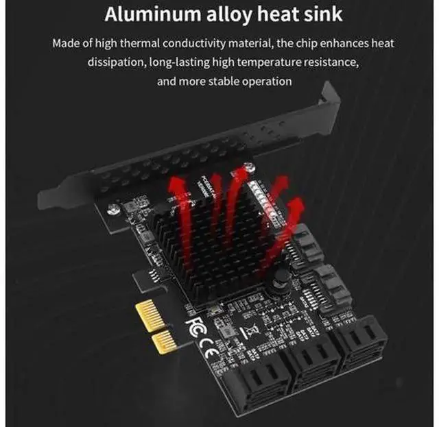Alt view image 3 of 5 - PCIe SATA Expansion Card PCI-E 1X to 8 Ports SATA 3.0 Controller Card, 6Gbps High Speed PCI Express SATA Adapter for Desktop HDD SSD Storage Expansion