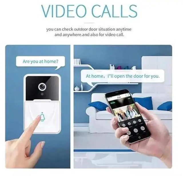 Alt view image 4 of 6 - Wireless WiFi Smart Video Doorbell Camera, Night Vision Two-Way Audio Intercom, Motion Alarm Security Doorbell Monitor for Home Outdoor