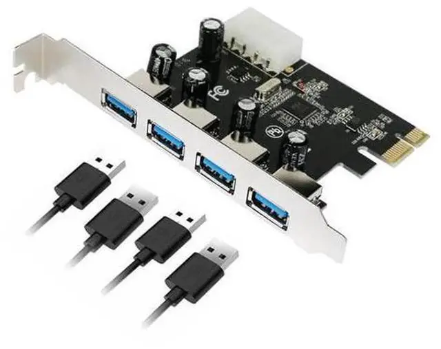 Main image of 4-Port USB 3.0 PCIe Expansion Card, PCI-E 1X USB3.0 Hub Adapter Internal PCI Express USB 3.0 Add-On Card for Desktop PC Storage Peripherals