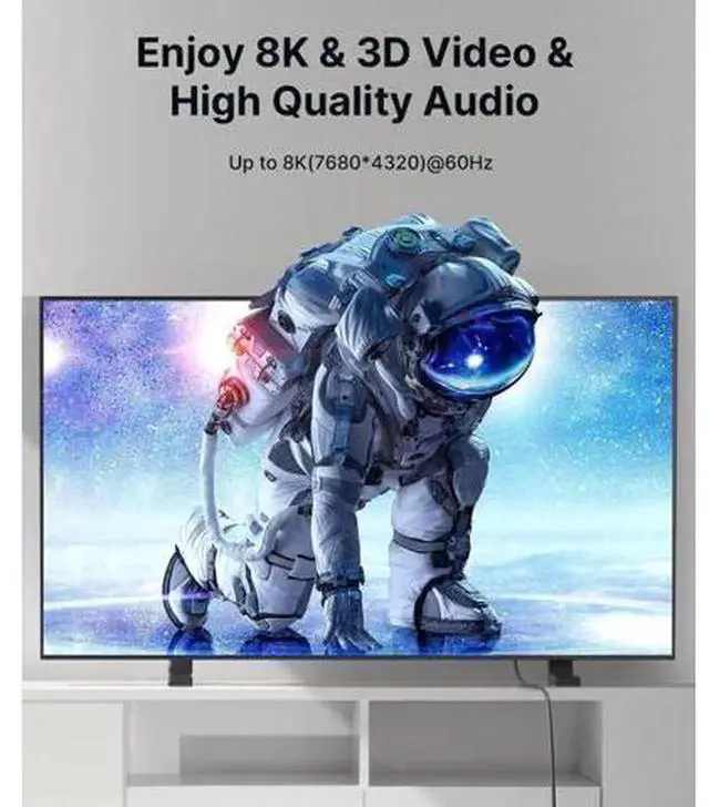 Alt view image 4 of 6 - 2 Pack 1.8M HDMI 2.1 Braided Cable, 48Gbps Ultra High Speed HDMI Cord, Supports 8K@60Hz, 4K@120Hz/144Hz, Dynamic HDR eARC DTS:X, Compatible with PS5 PS4 Laptop UHD TV Gaming Monitor