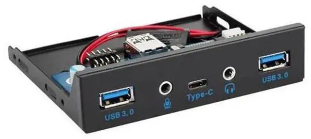 Alt view image 3 of 5 - 5 Ports Front Panel Expansion Board, 3.5 Inch Bay Internal Hub with 4×USB 3.0 + 1×Type-C USB3.1, Desktop PC Case Front Panel USB Extension Adapter