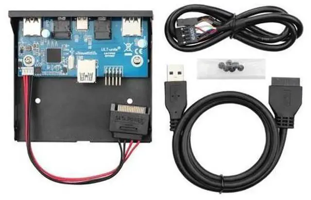 Alt view image 4 of 5 - 5 Ports Front Panel Expansion Board, 3.5 Inch Bay Internal Hub with 4×USB 3.0 + 1×Type-C USB3.1, Desktop PC Case Front Panel USB Extension Adapter