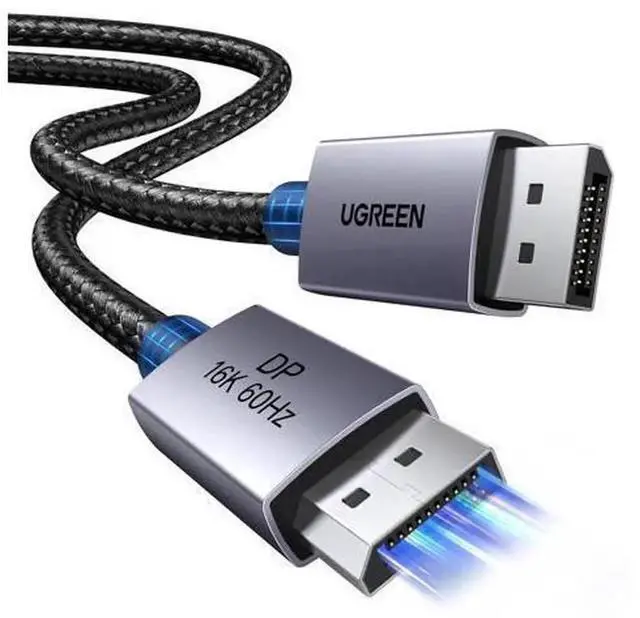 Main image of UGREEN DP 2.1 DisplayPort Cable 6.6FT, 80Gbps Ultra High Speed Aluminum Braided DP Cord, Supports 16K@60Hz, 8K@240Hz, 4K@480Hz, HDR HDCP2.3 DSC1.2a FreeSync G-Sync, Compatible RTX 5090/4090 GPU Gaming