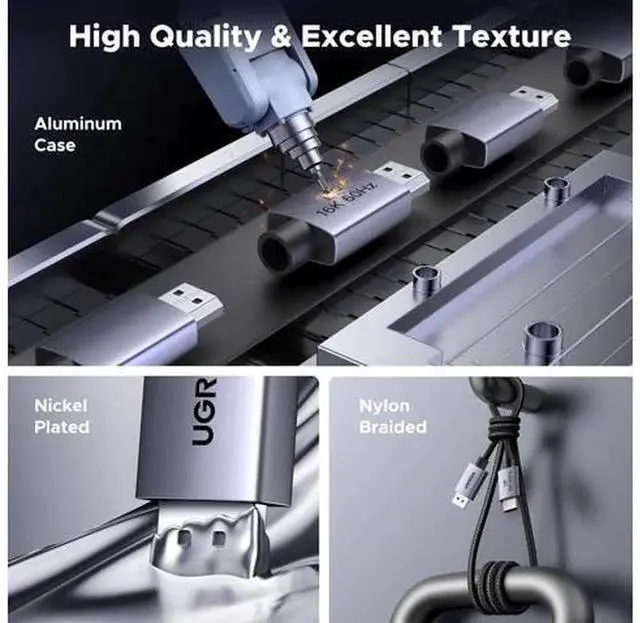 Alt view image 4 of 7 - UGREEN DP 2.1 DisplayPort Cable 6.6FT, 80Gbps Ultra High Speed Aluminum Braided DP Cord, Supports 16K@60Hz, 8K@240Hz, 4K@480Hz, HDR HDCP2.3 DSC1.2a FreeSync G-Sync, Compatible RTX 5090/4090 GPU Gaming