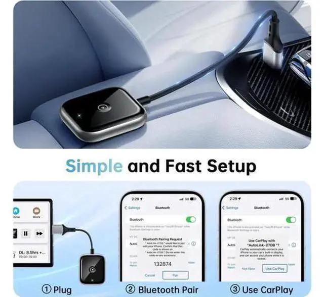 Alt view image 2 of 7 - Wireless CarPlay Adapter for iPhone, Convert Factory Wired CarPlay to Wireless Connection, Super Mini Plug-and-Play CarPlay Dongle, Fast Auto Connect for Vehicles with Original Wired Apple CarPlay