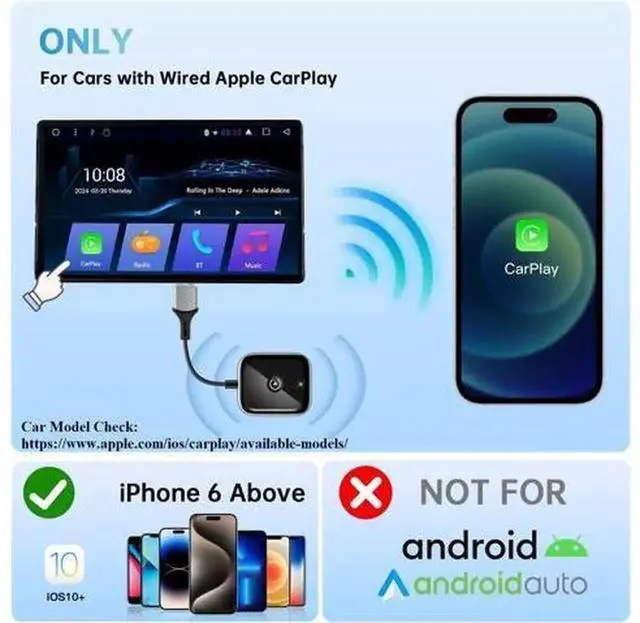 Alt view image 5 of 7 - Wireless CarPlay Adapter for iPhone, Convert Factory Wired CarPlay to Wireless Connection, Super Mini Plug-and-Play CarPlay Dongle, Fast Auto Connect for Vehicles with Original Wired Apple CarPlay