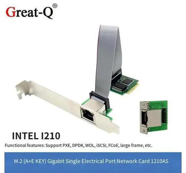 Alt view image 5 of 5 - M.2 A+E Key Gigabit Ethernet NIC with Intel I210AT Controller, Single RJ45 Copper Port Wired Network Adapter, Low Power LAN Card for Desktop PC and Small Servers