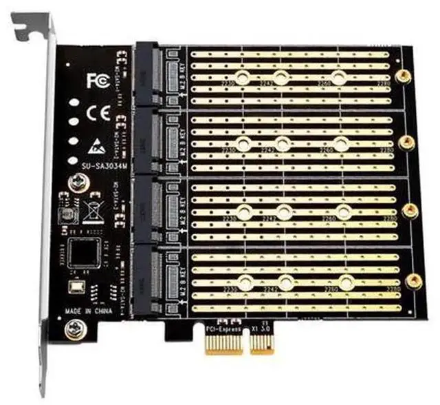 Alt view image 3 of 4 - PCIe x1 to 4-Port M.2 B-Key SSD Expansion Card, NGFF SATA M.2 Adapter Converter Card Supports 4 SATA M.2 SSDs for Desktop Storage Expansion