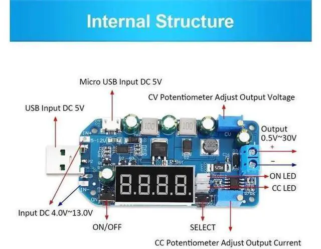 Alt view image 2 of 6 - 15W DC-DC Buck Boost Converter with Housing, Adjustable CVCC USB Power Supply Module, Step Up Step Down Voltage Regulator Supports Output 3.3V 9V 12V 24V 30V for Electronic DIY Projects