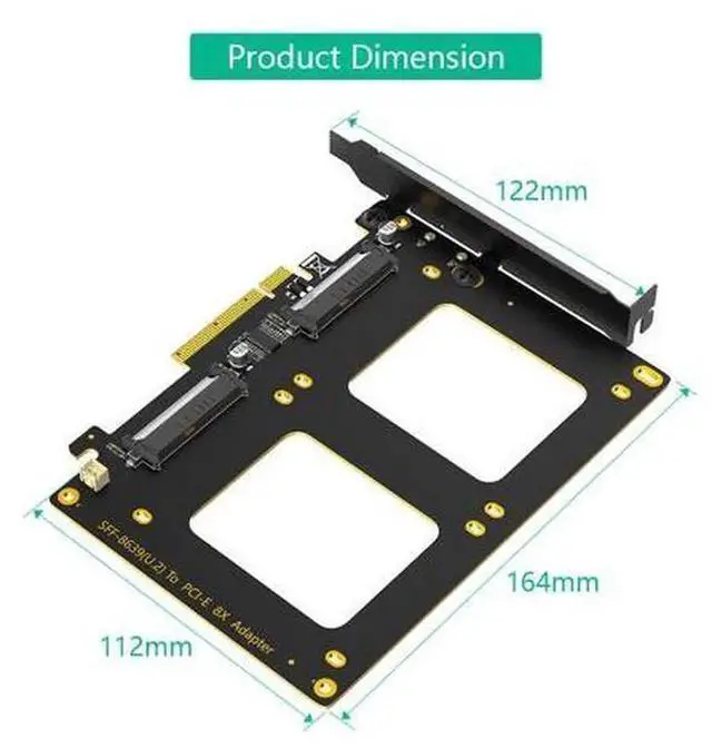 Alt view image 3 of 5 - PCIe 4.0 x8 to Dual U.2 SFF-8639 NVMe SSD Riser Card, 2-Port U.2 Storage Expansion Adapter, VROC & Software RAID Supported for Enterprise Servers, Workstations & NAS Storage Array Build