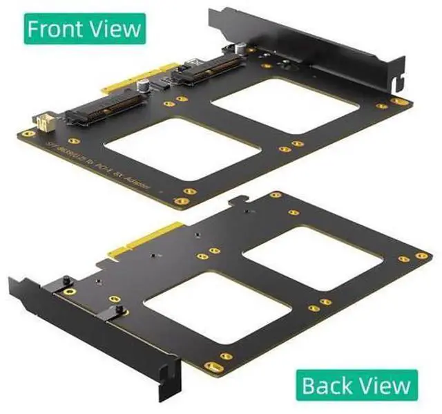 Alt view image 4 of 5 - PCIe 4.0 x8 to Dual U.2 SFF-8639 NVMe SSD Riser Card, 2-Port U.2 Storage Expansion Adapter, VROC & Software RAID Supported for Enterprise Servers, Workstations & NAS Storage Array Build