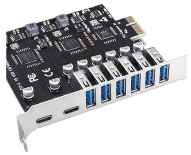 Alt view image 5 of 6 - 8-Port PCIe USB 3.2 Expansion Card for Desktop PC, PCI-E to USB 3.2 Adapter with Type-C External Port & 19-Pin Front Panel Header, Built-in NEC Controller Chip for High-Speed Data Transfer