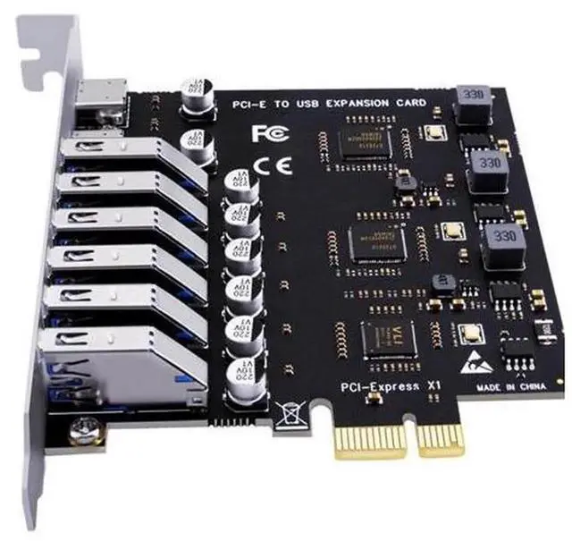 Alt view image 3 of 6 - 8-Port PCIe USB 3.2 Expansion Card for Desktop PC, PCI-E to USB 3.2 Adapter with Type-C External Port & 19-Pin Front Panel Header, Built-in NEC Controller Chip for High-Speed Data Transfer