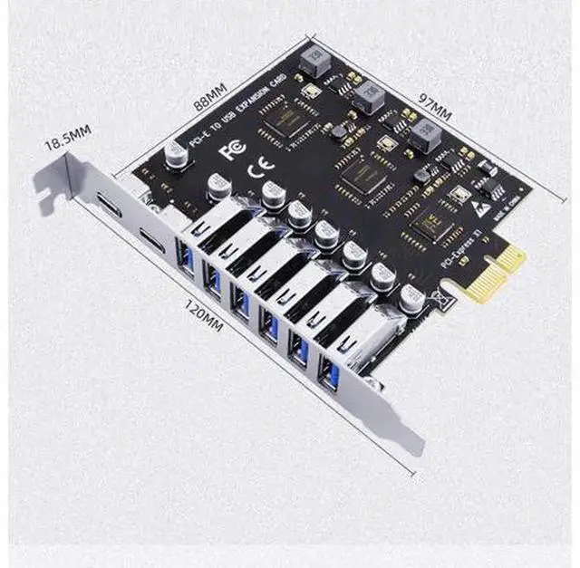 Alt view image 6 of 6 - 8-Port PCIe USB 3.2 Expansion Card for Desktop PC, PCI-E to USB 3.2 Adapter with Type-C External Port & 19-Pin Front Panel Header, Built-in NEC Controller Chip for High-Speed Data Transfer
