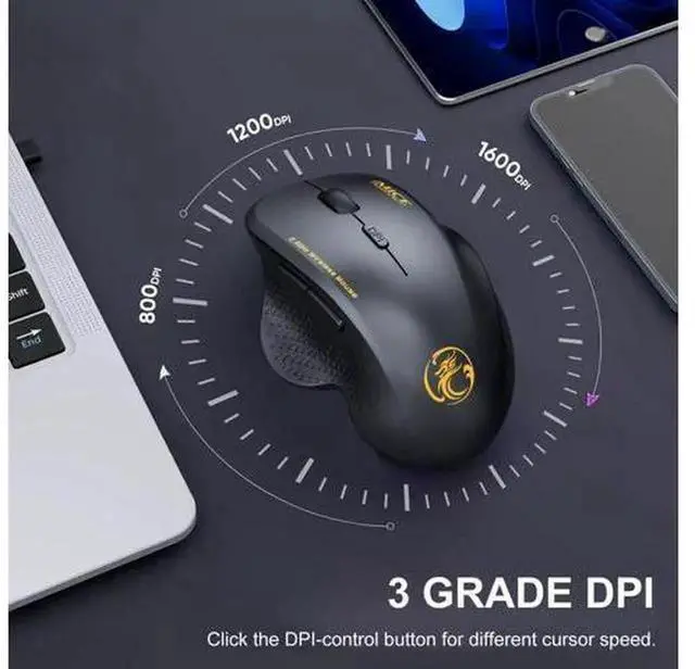 Alt view image 3 of 6 - 2.4GHz Wireless Optical Gaming Mouse with 6 Programmable Buttons, Mini USB Receiver Ergonomic Wireless Computer Mice Compatible with PC, Laptop, Notebook for Office & Gaming Use
